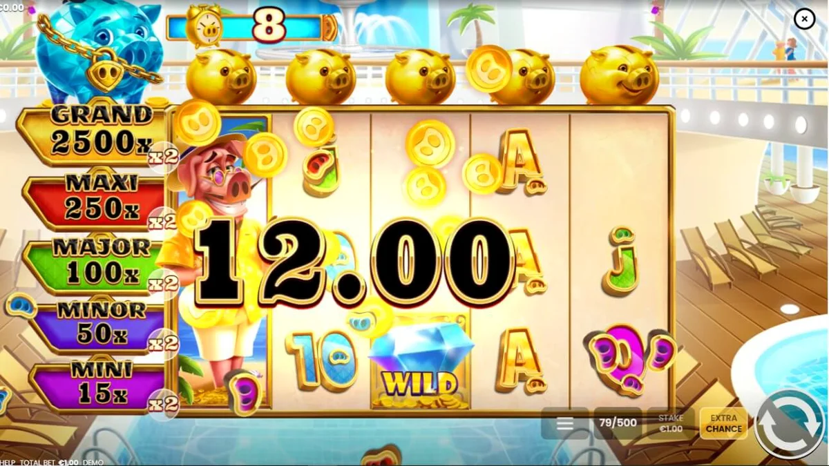 Tampilan visual slot Break the Diamond Piggy dengan tema kapal pesiar mewah