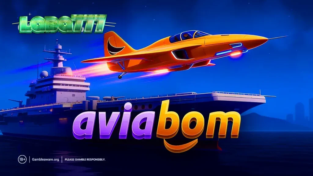 Tampilan antarmuka permainan Aviabom dengan elemen pesawat dan multiplier